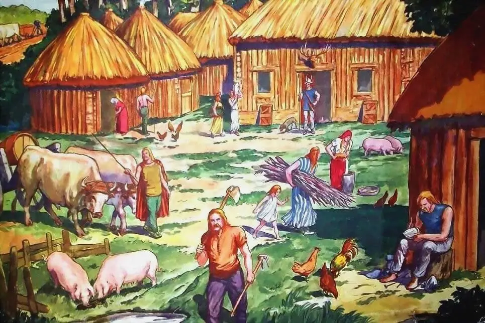 Dessin village gaulois
